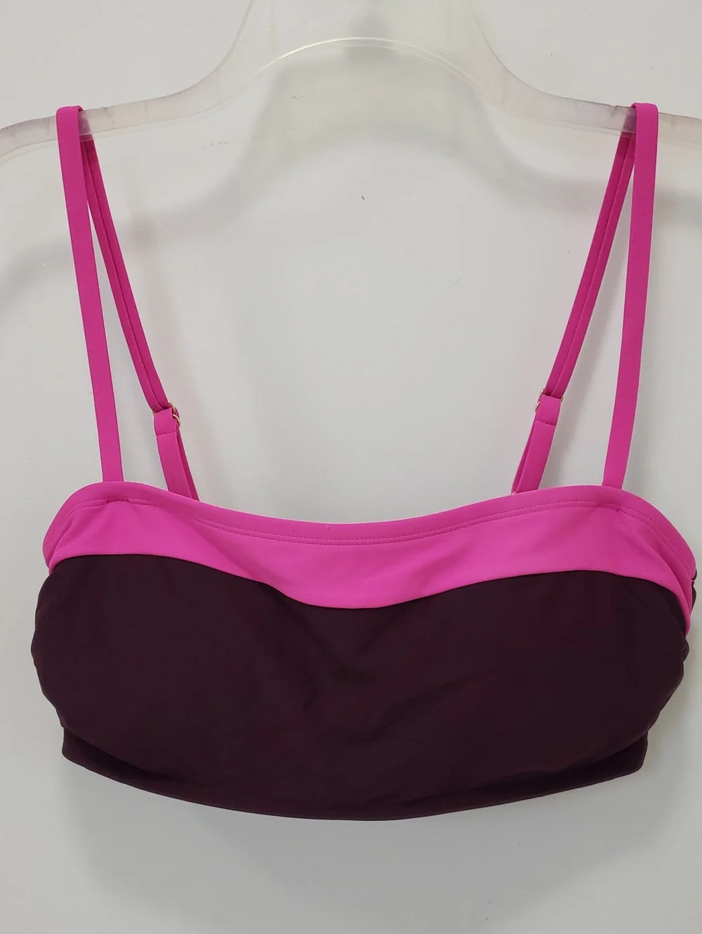 〰️Kona Sol〰️ Magenta & Dark Plum Bandeau Bikini Top L